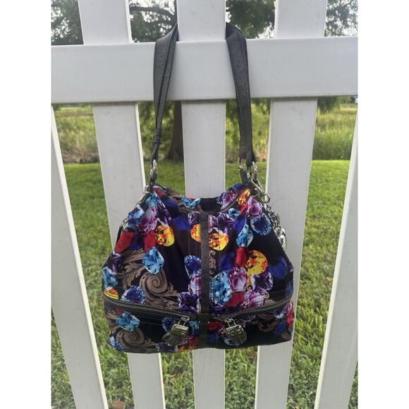 Kathy Van Zeeland Crystal Gem Print Abstract Shoulder Bag Purse Heart Charm Y2K - Picture 1 of 16